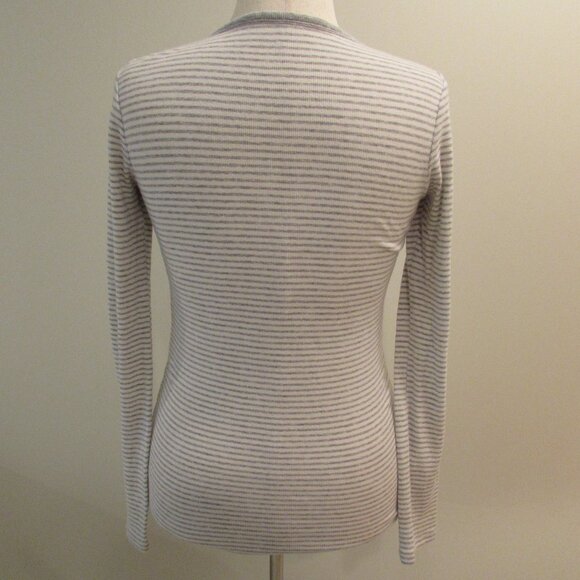 Gap Gray/White Striped Cotton StretchThermal Tee Small - Picture 9 of 16